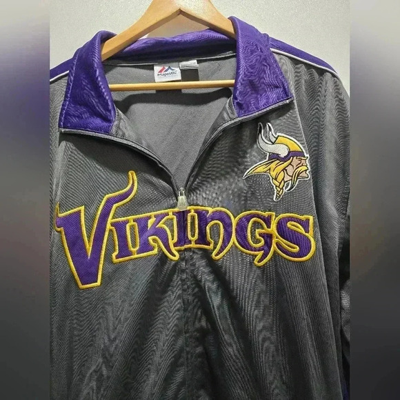 Minnesota Vikings Full Zip Track Jacket 3X Embroidered Logos Majestic NFL - Picture 2 of 8